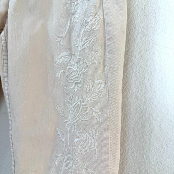 ISABEL MARANT Embroidered Studded Skinny Jeans Beige Cotton Boho Chic FR38 US 6 - Picture 5 of 9